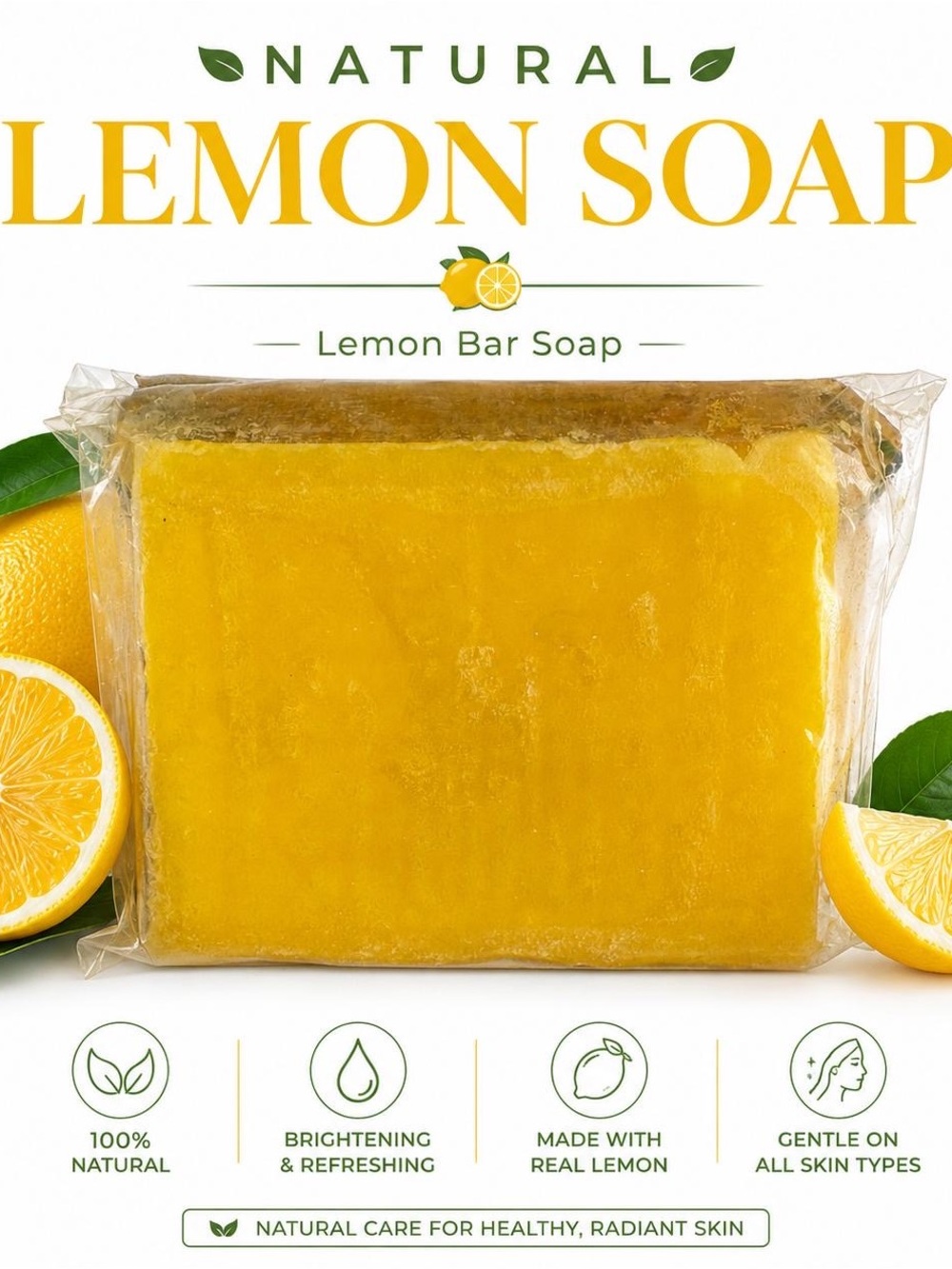 Natural Lemon Bar Soap - handmade for acne